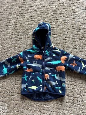 Navy Blue Kids Dinosaur Fleece Hoodie